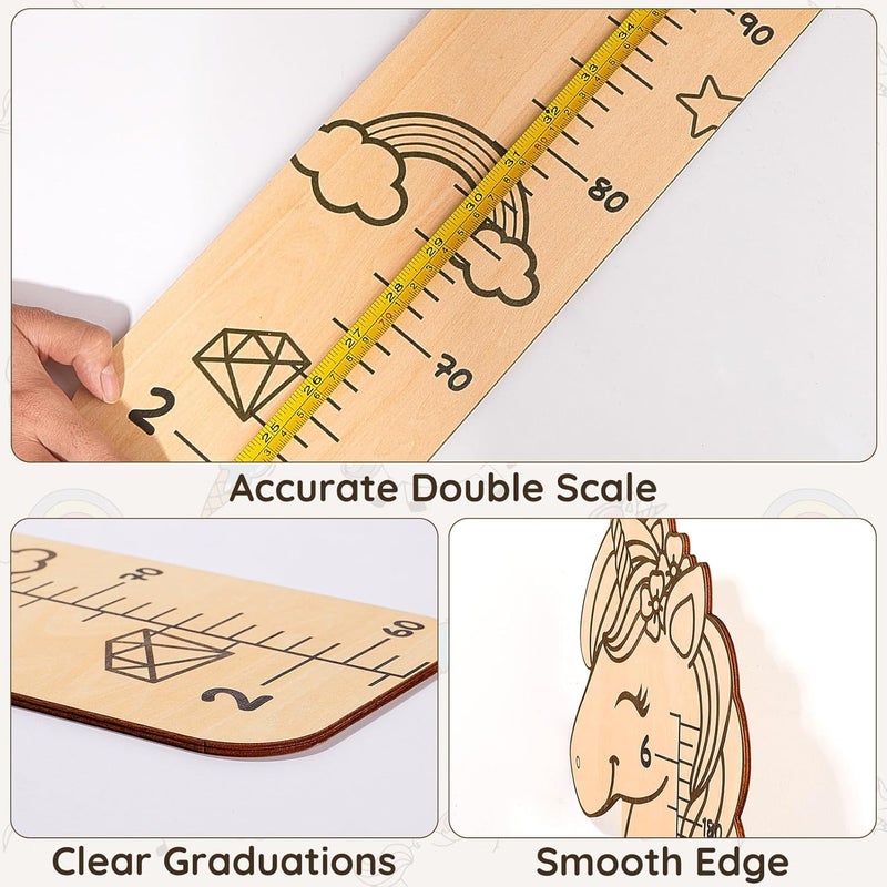 Beinou Growth Chart for Wall Wood Height Chart for Kids Height Measurement for Wall Boy Girls Height Wall Chart Growth Measuring Ruler Room Wall Decor - Image 3